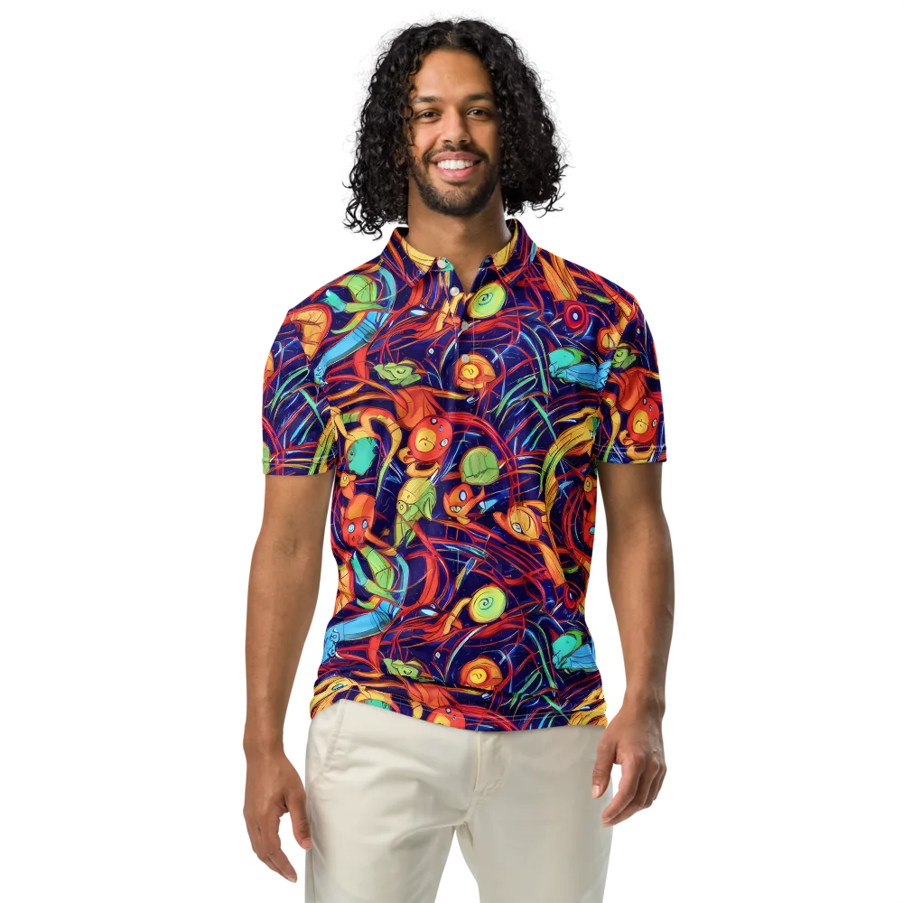 Neon Reef Rapture on Men's Slim Fit Polo Shirt — Front
