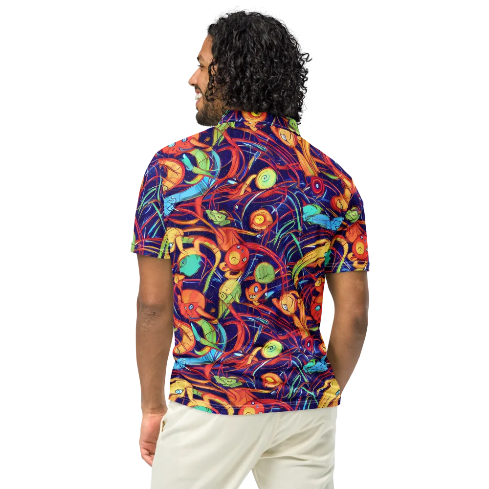Neon Reef Rapture on Men's Slim Fit Polo Shirt — Back