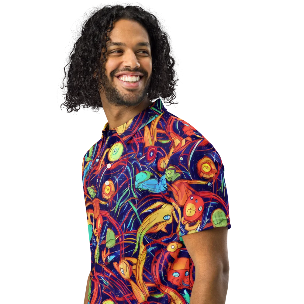 Neon Reef Rapture on Men's Slim Fit Polo Shirt — Left Front