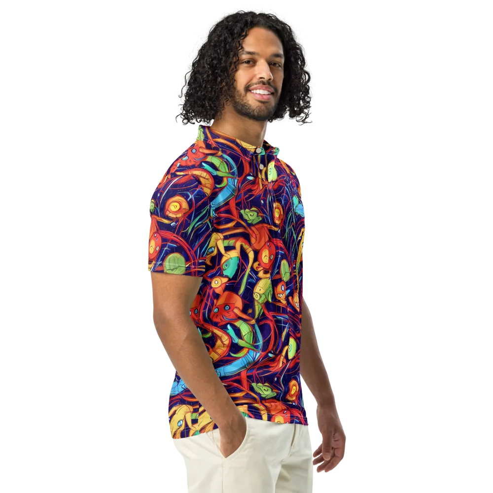 Neon Reef Rapture on Men's Slim Fit Polo Shirt — Right Front