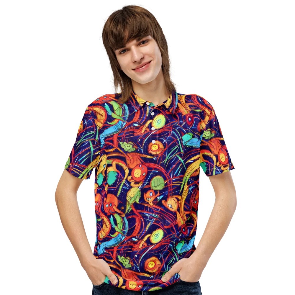 Neon Reef Rapture on Men's Slim Fit Polo Shirt — Front