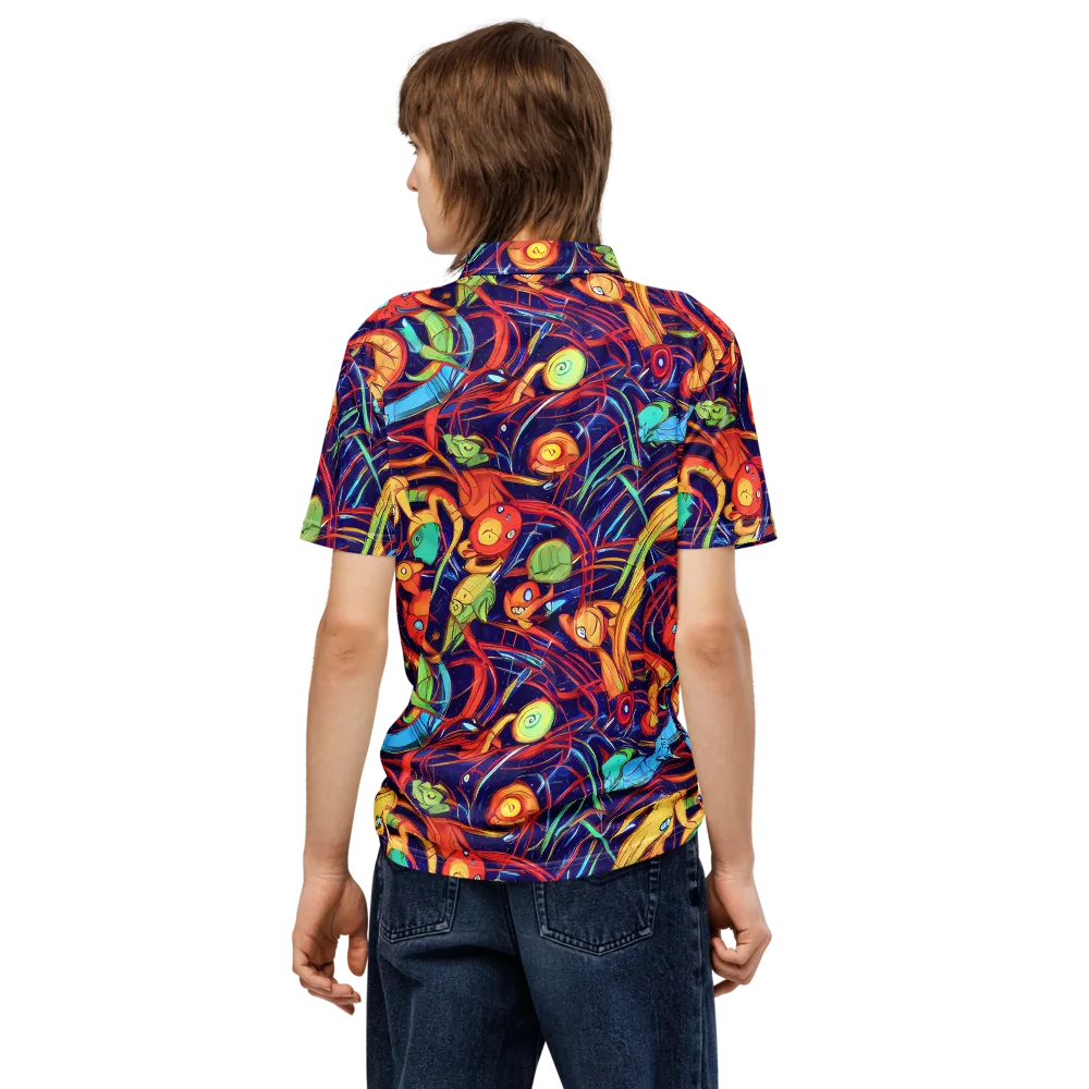 Neon Reef Rapture on Men's Slim Fit Polo Shirt — Back