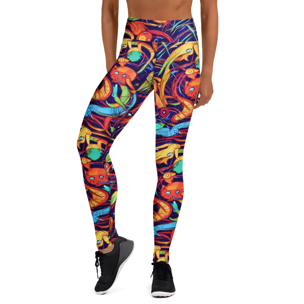 Neon Reef Rapture on Yoga Leggings — Front