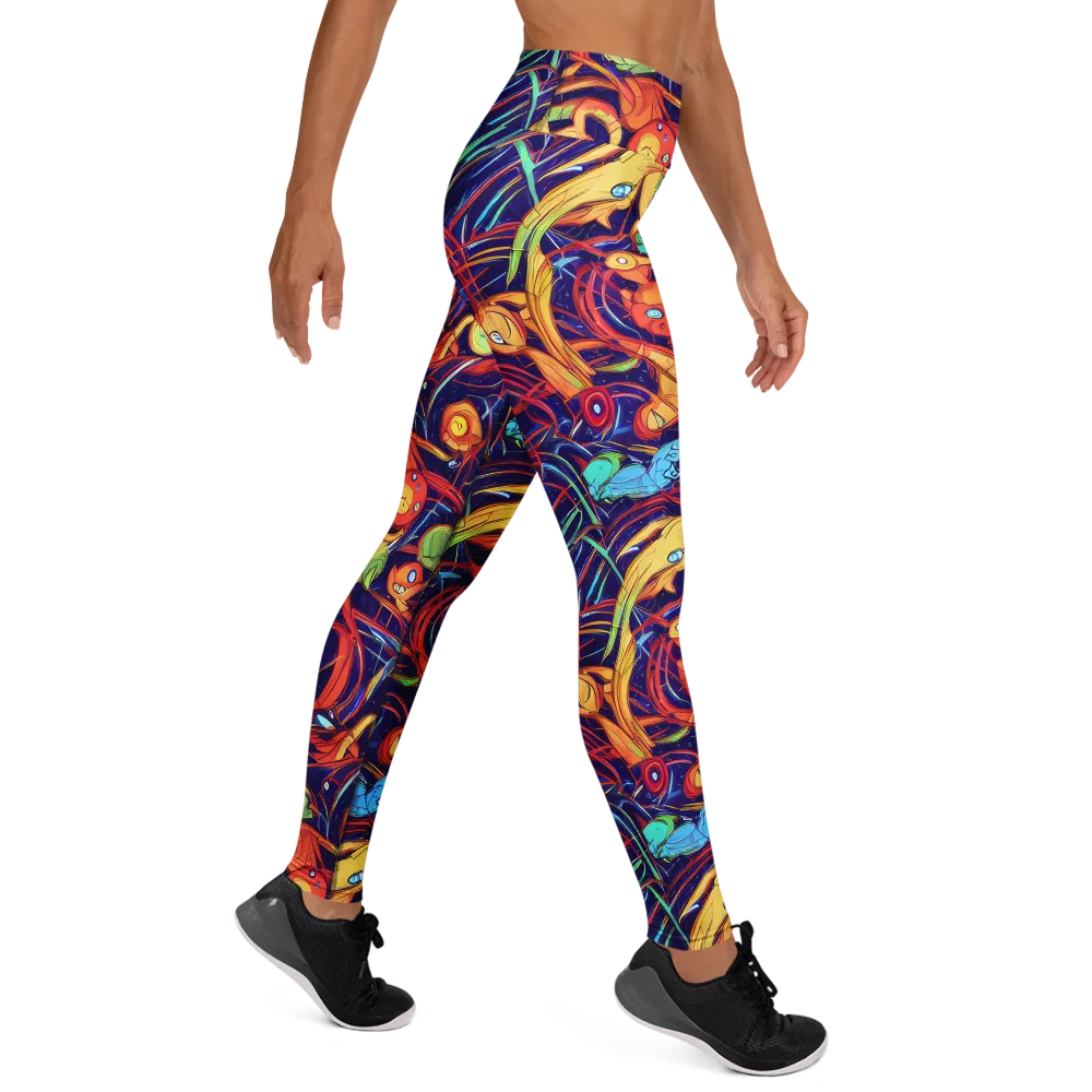 Neon Reef Rapture on Yoga Leggings — Right