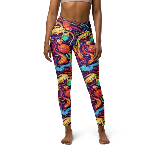 Neon Reef Rapture on a Yoga Leggings