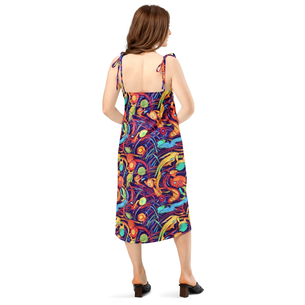 Neon Reef Rapture on Slip Dress — Back