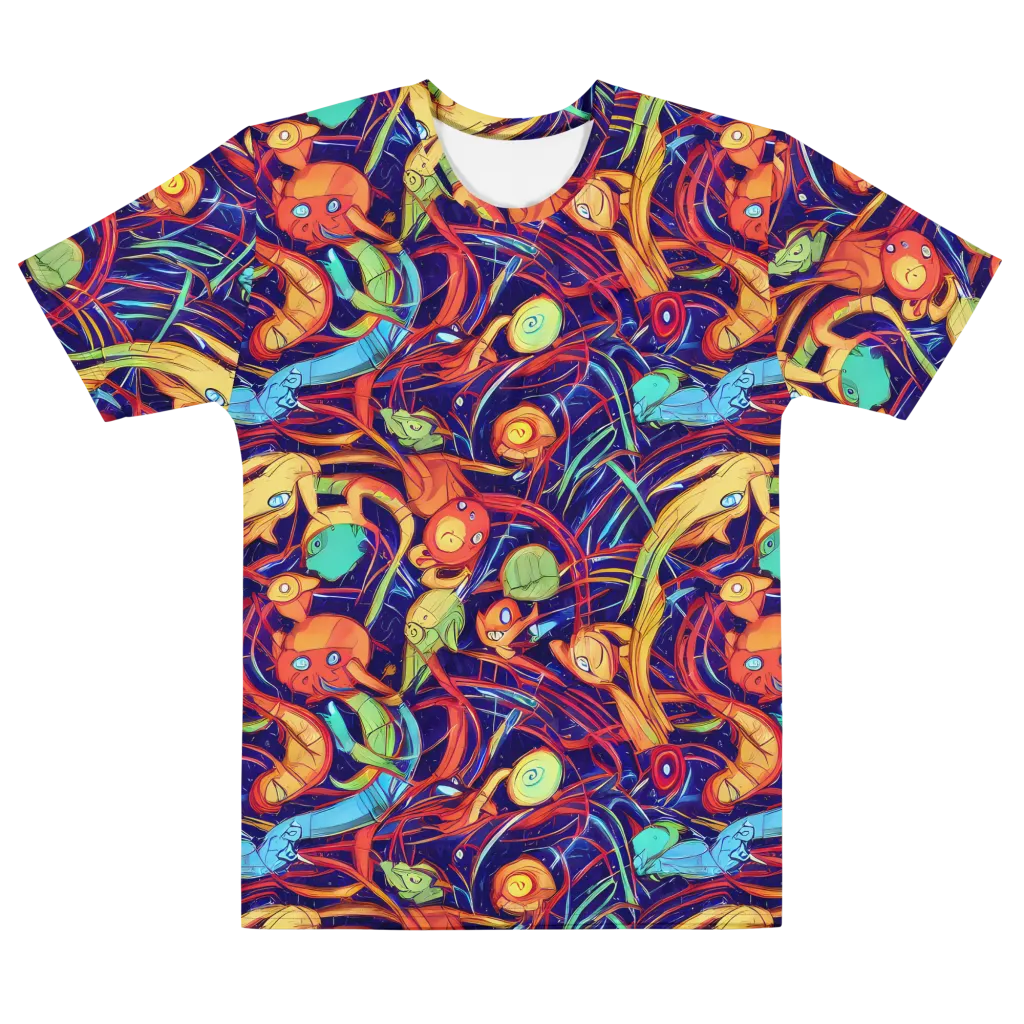Neon Reef Rapture on Men's Cotton Crew Neck T-Shirt — Front
