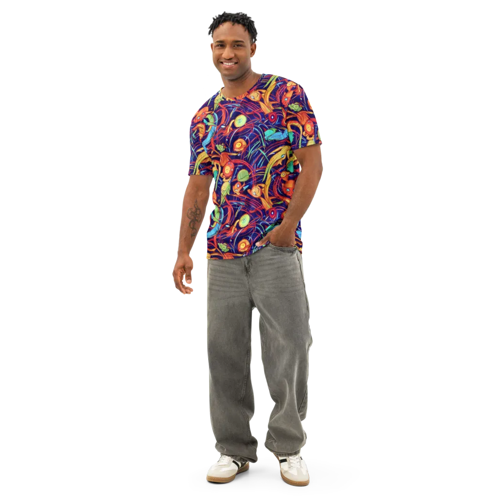 Neon Reef Rapture on Men's Cotton Crew Neck T-Shirt — Front