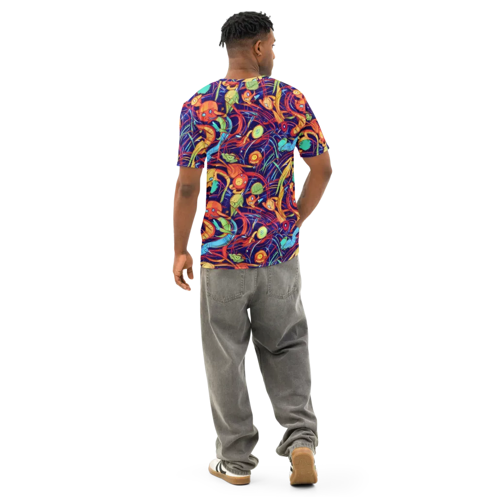 Neon Reef Rapture on Men's Cotton Crew Neck T-Shirt — Back