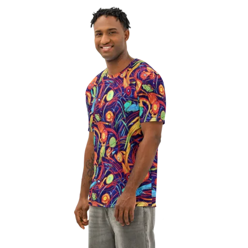 Neon Reef Rapture on a Men's Cotton Crew Neck T-Shirt