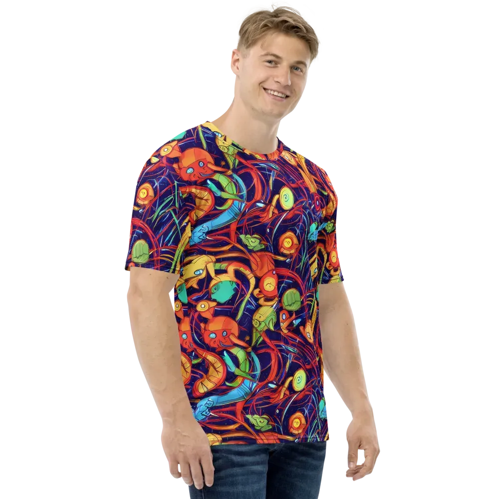 Neon Reef Rapture on Men's Crew Neck T-Shirt — Right