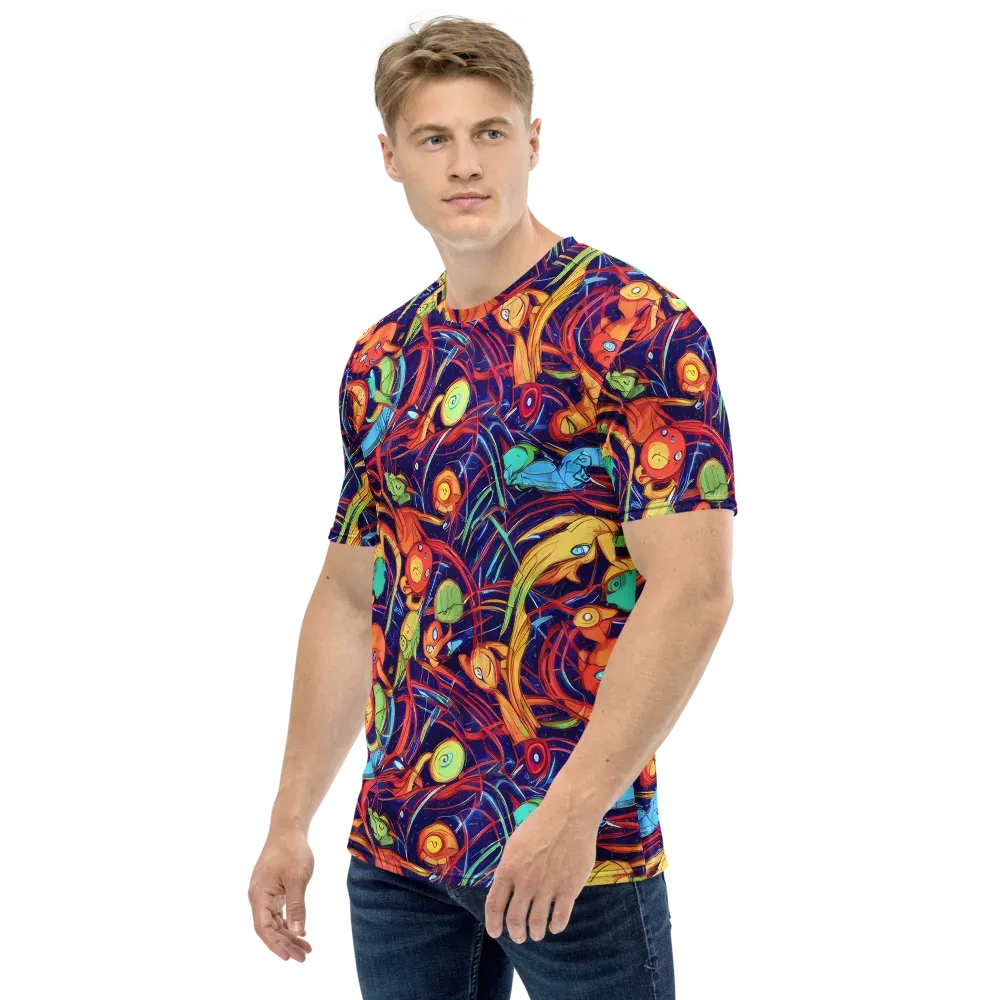 Neon Reef Rapture on Men's Crew Neck T-Shirt — Left