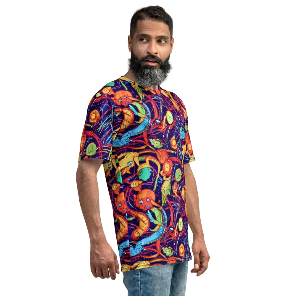 Neon Reef Rapture on Men's Crew Neck T-Shirt — Right