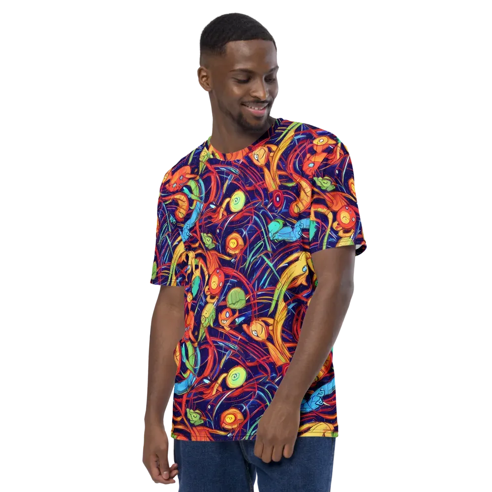 Neon Reef Rapture on Men's Crew Neck T-Shirt — Left