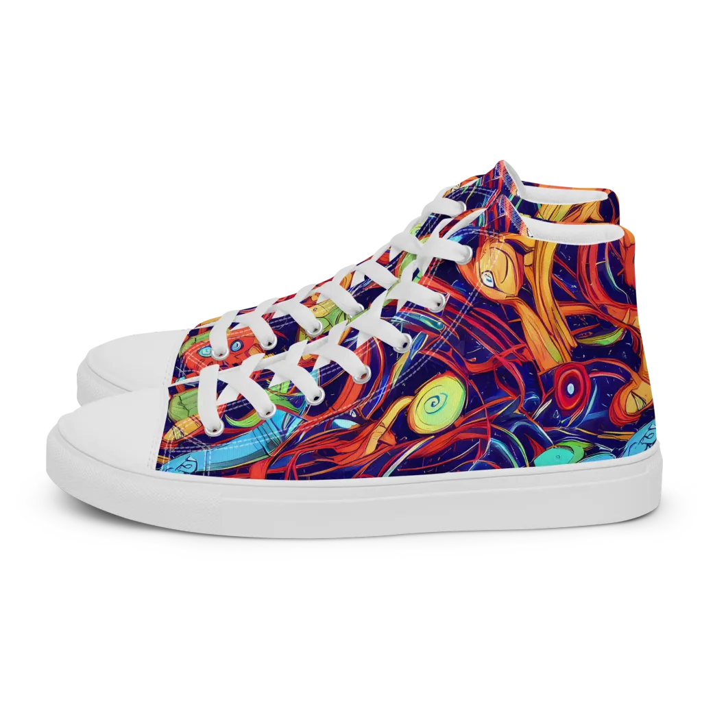 Neon Reef Rapture on Men's High Top Canvas Shoes — Left