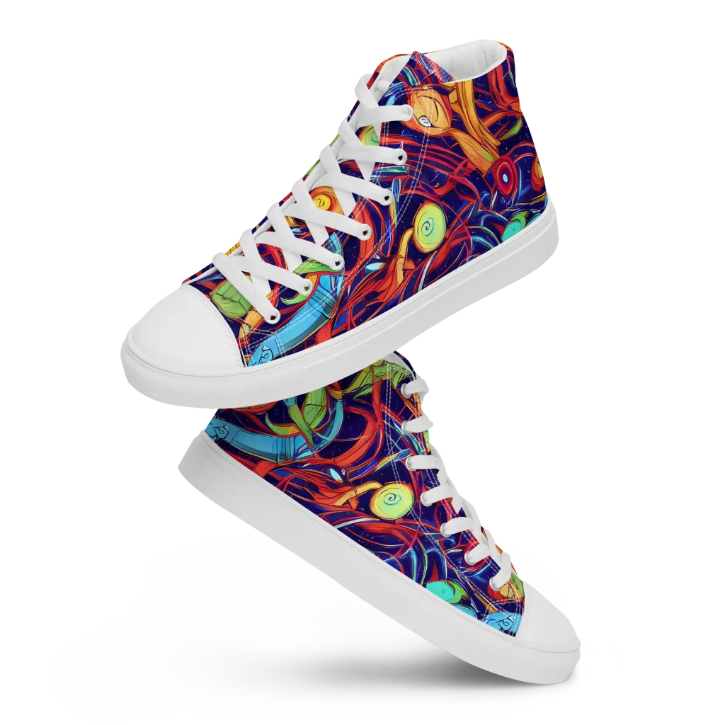 Neon Reef Rapture on Men's High Top Canvas Shoes — Front