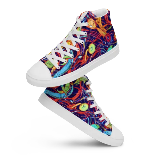 Neon Reef Rapture on a Men's High Top Canvas Shoes