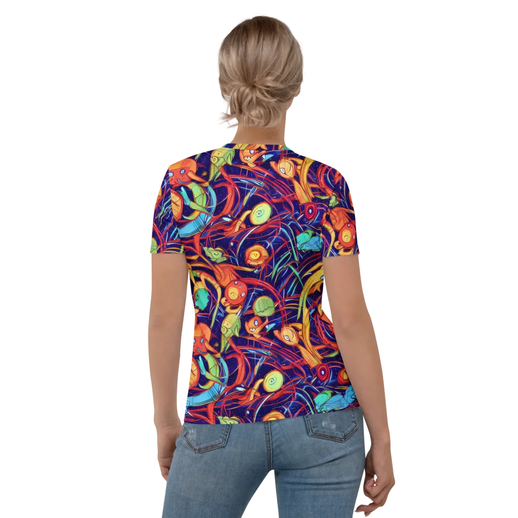 Neon Reef Rapture on Women's Crew Neck T-Shirt — Back