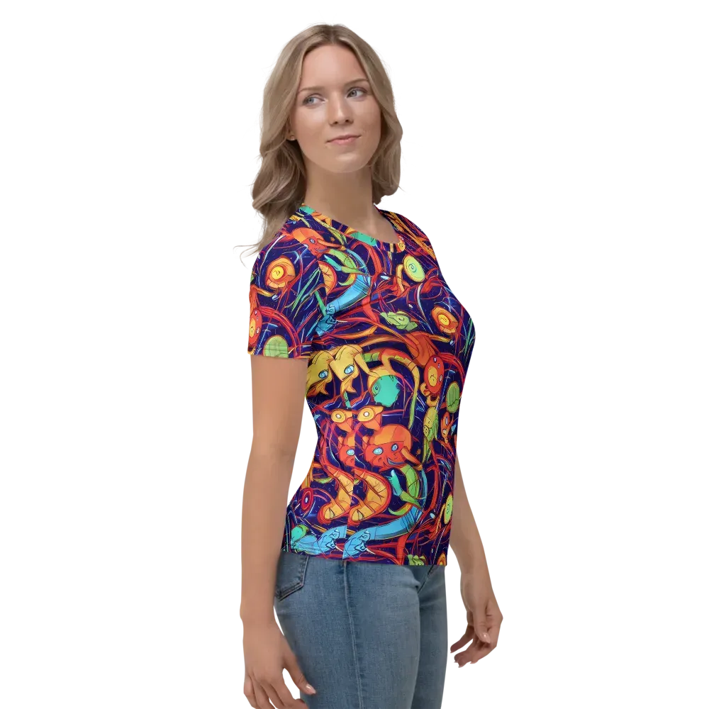 Neon Reef Rapture on Women's Crew Neck T-Shirt — Right