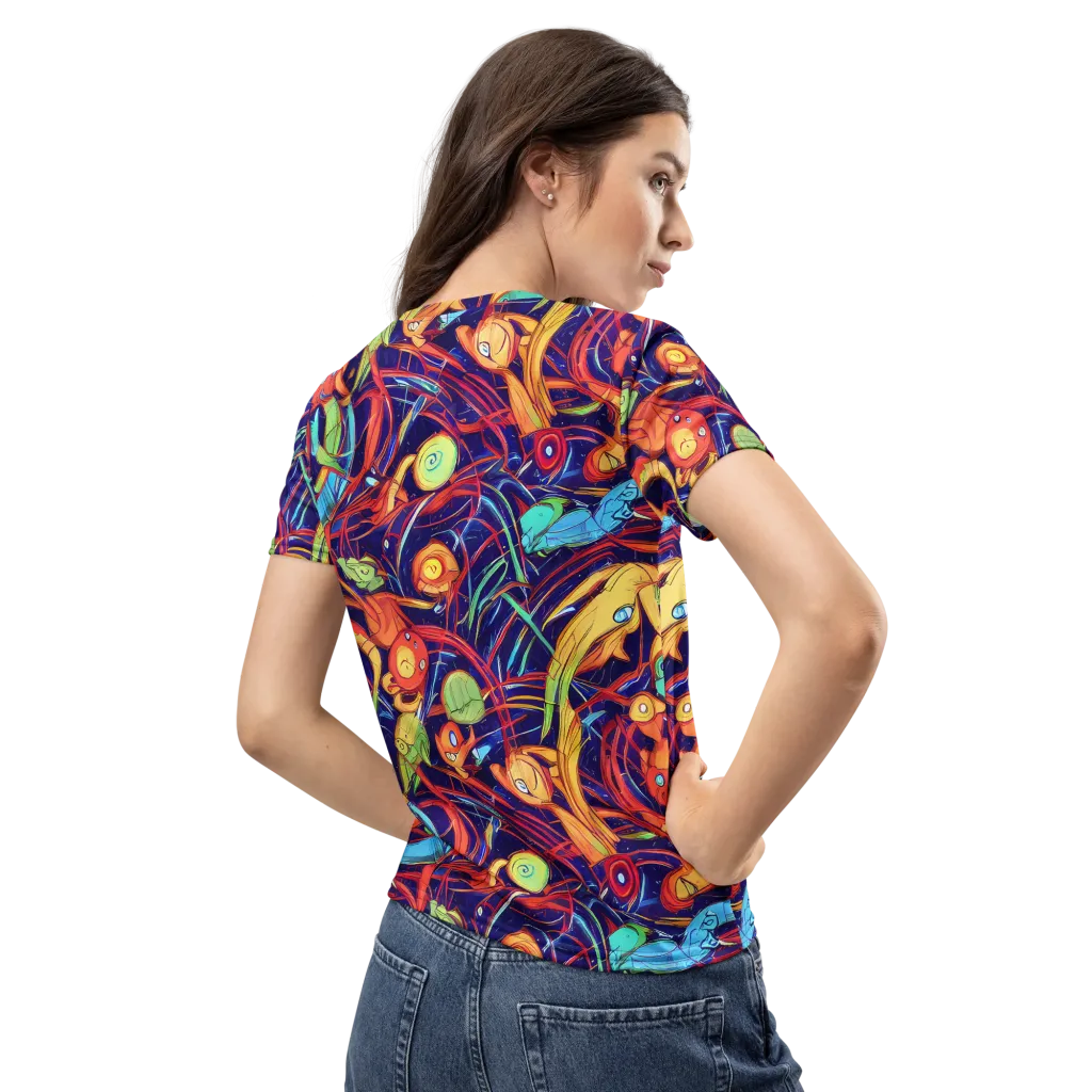 Neon Reef Rapture on Women's Crew Neck T-Shirt — Back