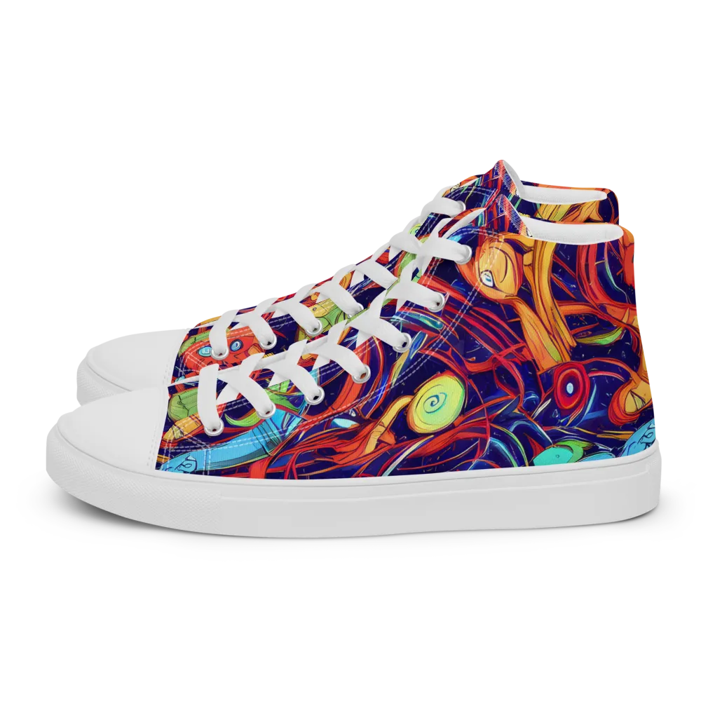 Neon Reef Rapture on Women's High Top Canvas Shoes — Left