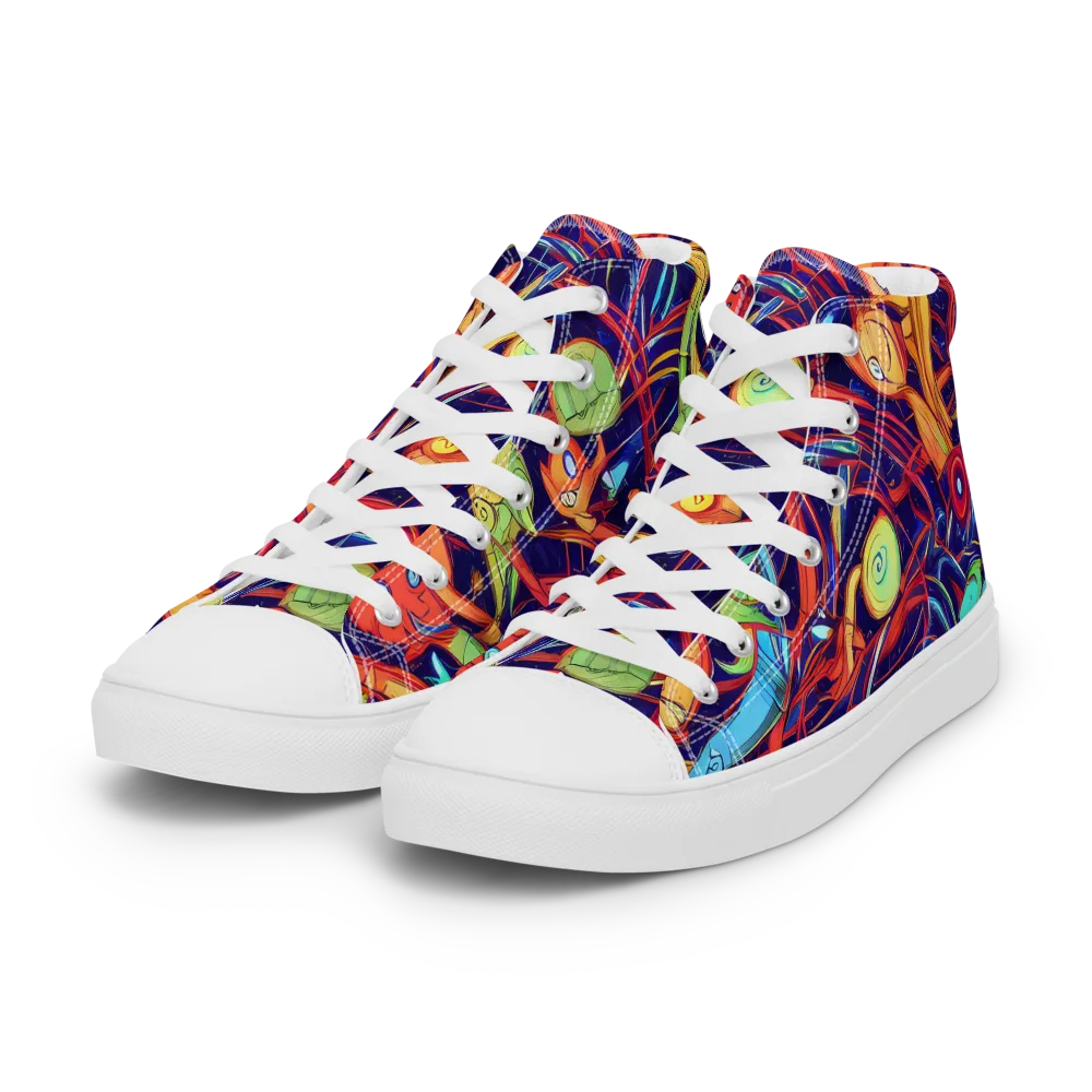 Neon Reef Rapture on Women's High Top Canvas Shoes — Left Front