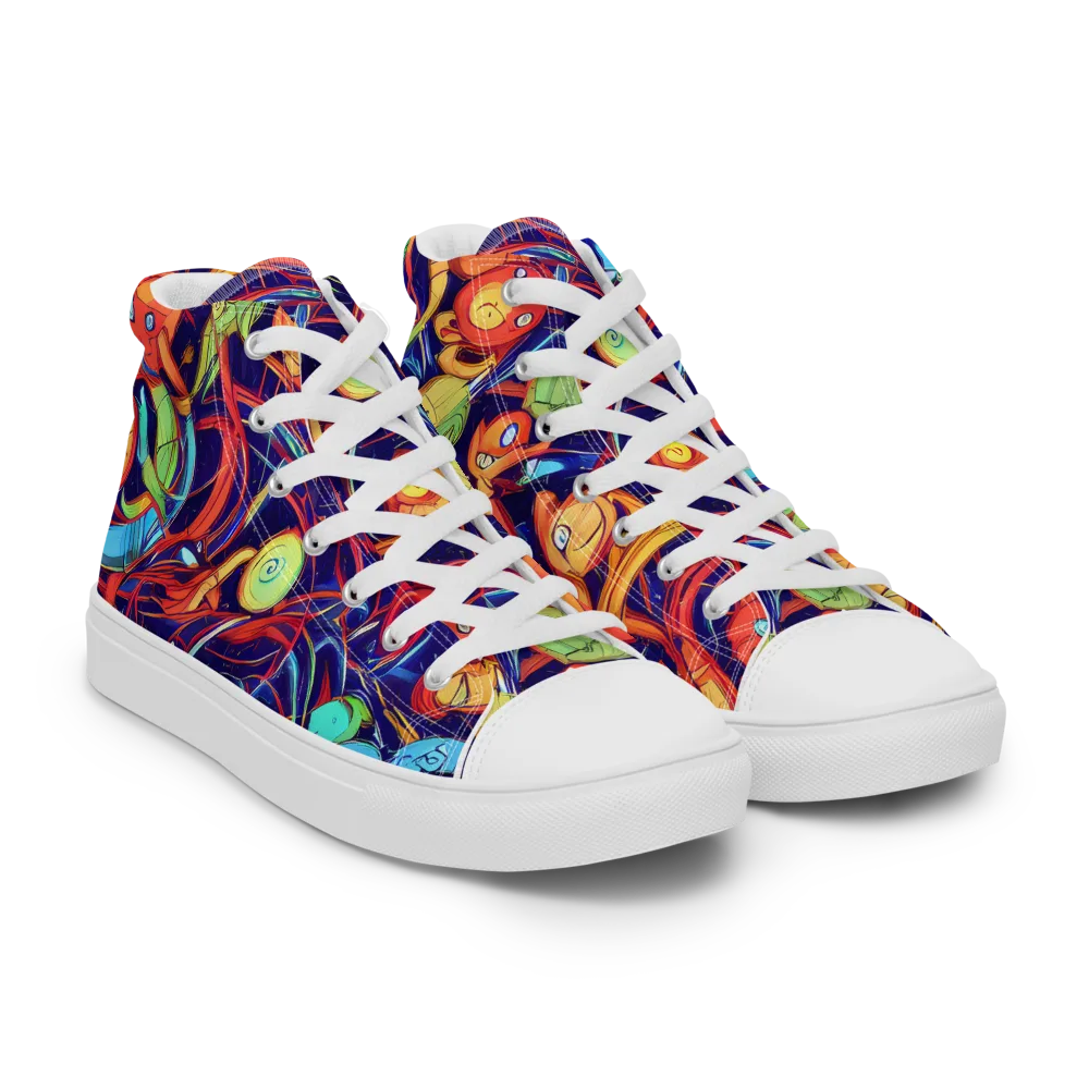 Neon Reef Rapture on Women's High Top Canvas Shoes — Right Front