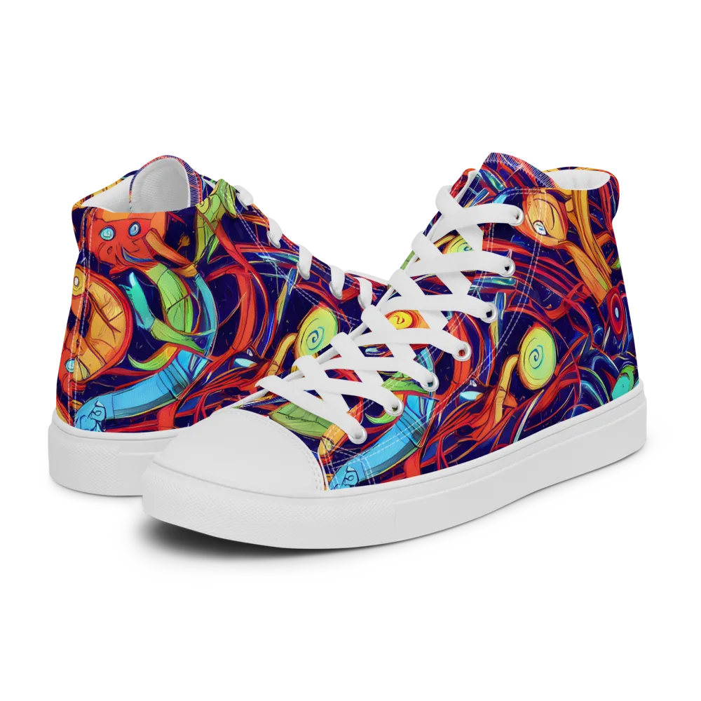 Neon Reef Rapture on Women's High Top Canvas Shoes — Left