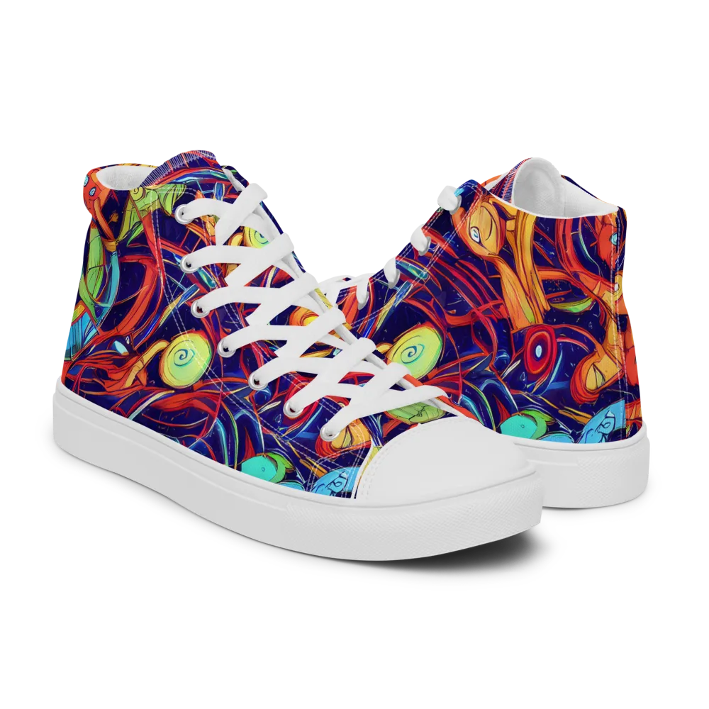 Neon Reef Rapture on Women's High Top Canvas Shoes — Right