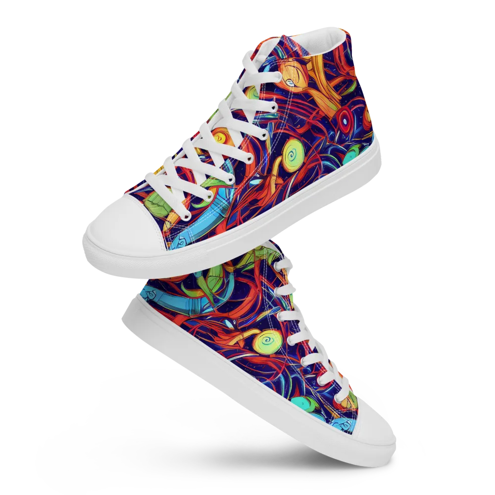 Neon Reef Rapture on Women's High Top Canvas Shoes — Front