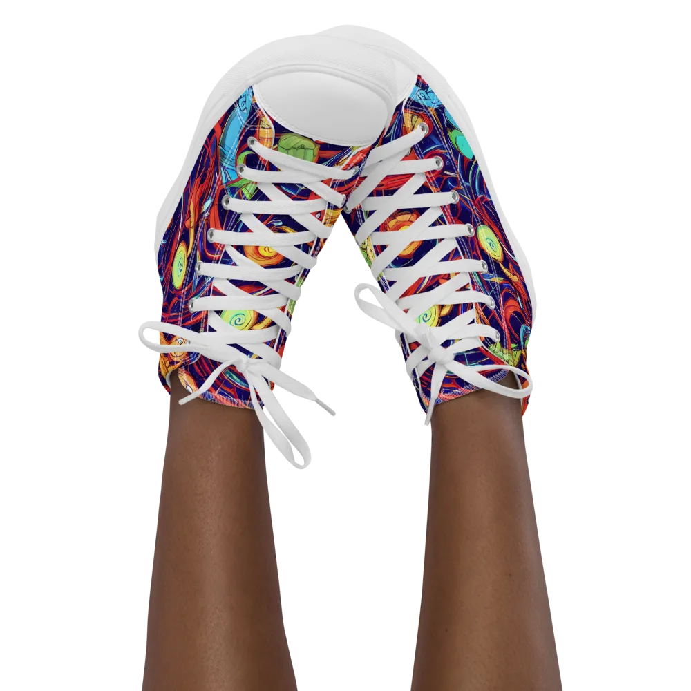 Neon Reef Rapture on Women's High Top Canvas Shoes — Front