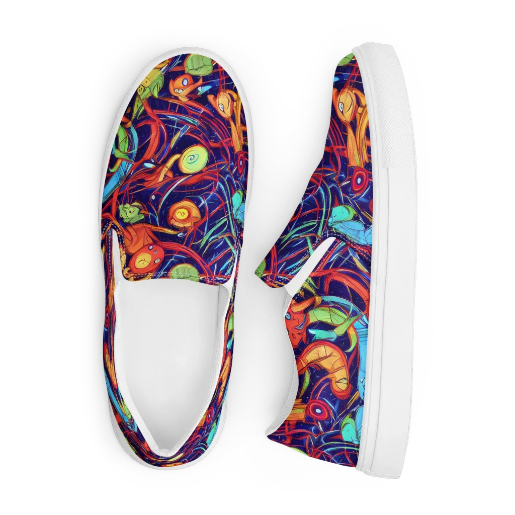Neon Reef Rapture on Men's Slip-On Canvas Shoes — Front