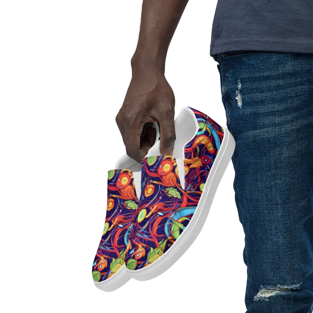 Neon Reef Rapture on Men's Slip-On Canvas Shoes — Left Front