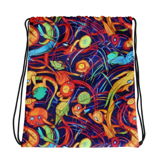 Neon Reef Rapture on a Drawstring Bag