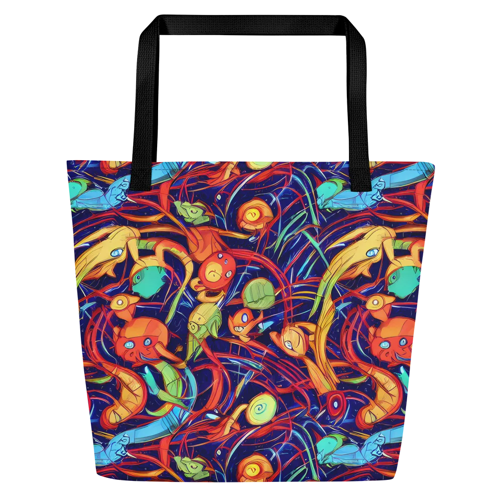 Neon Reef Rapture on Large Tote Bag W/ Pocket — Front
