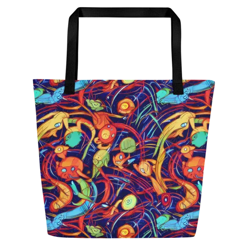 Neon Reef Rapture on a Large Tote Bag W/ Pocket