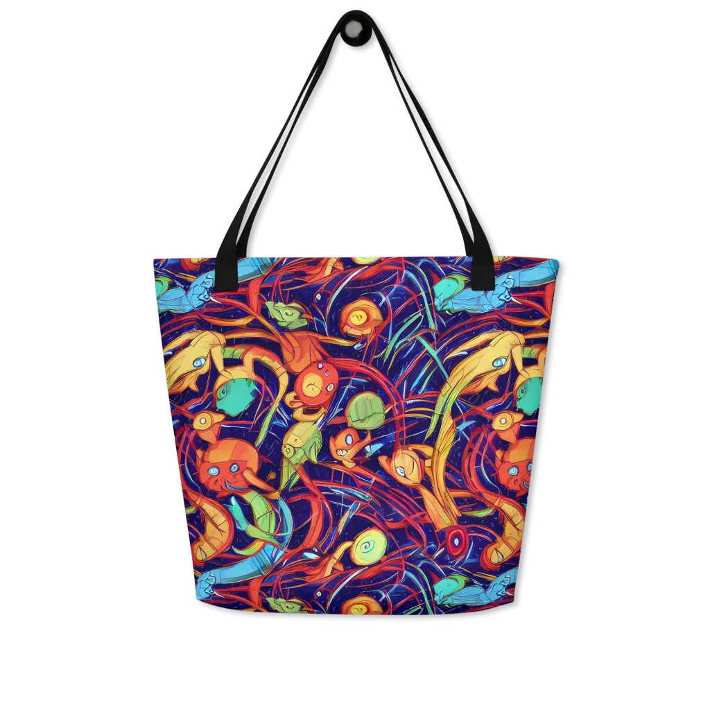 Neon Reef Rapture on Large Tote Bag W/ Pocket — Front