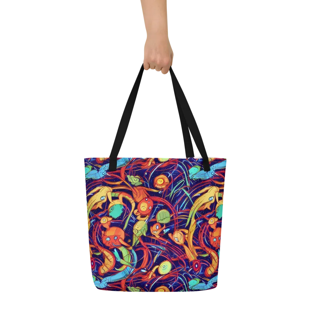 Neon Reef Rapture on Large Tote Bag W/ Pocket — Front
