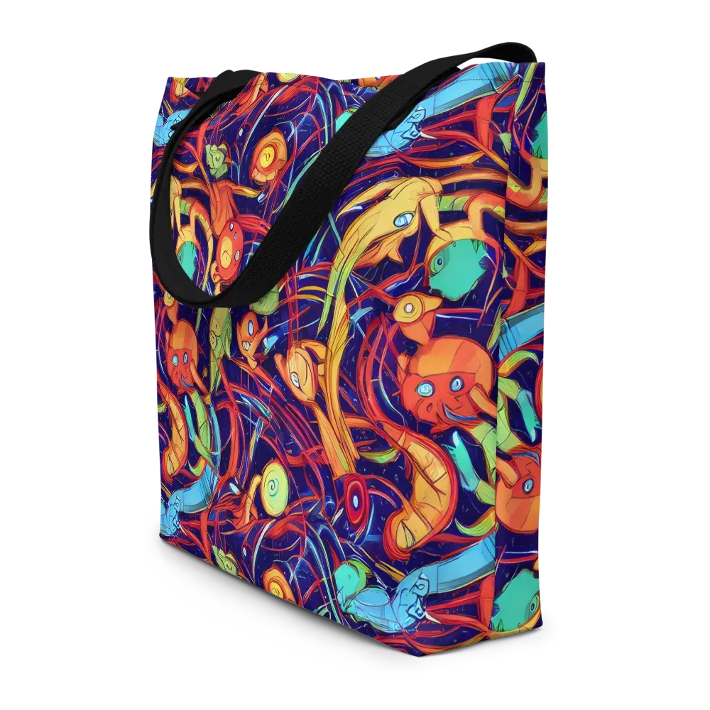 Neon Reef Rapture on Large Tote Bag W/ Pocket — Front