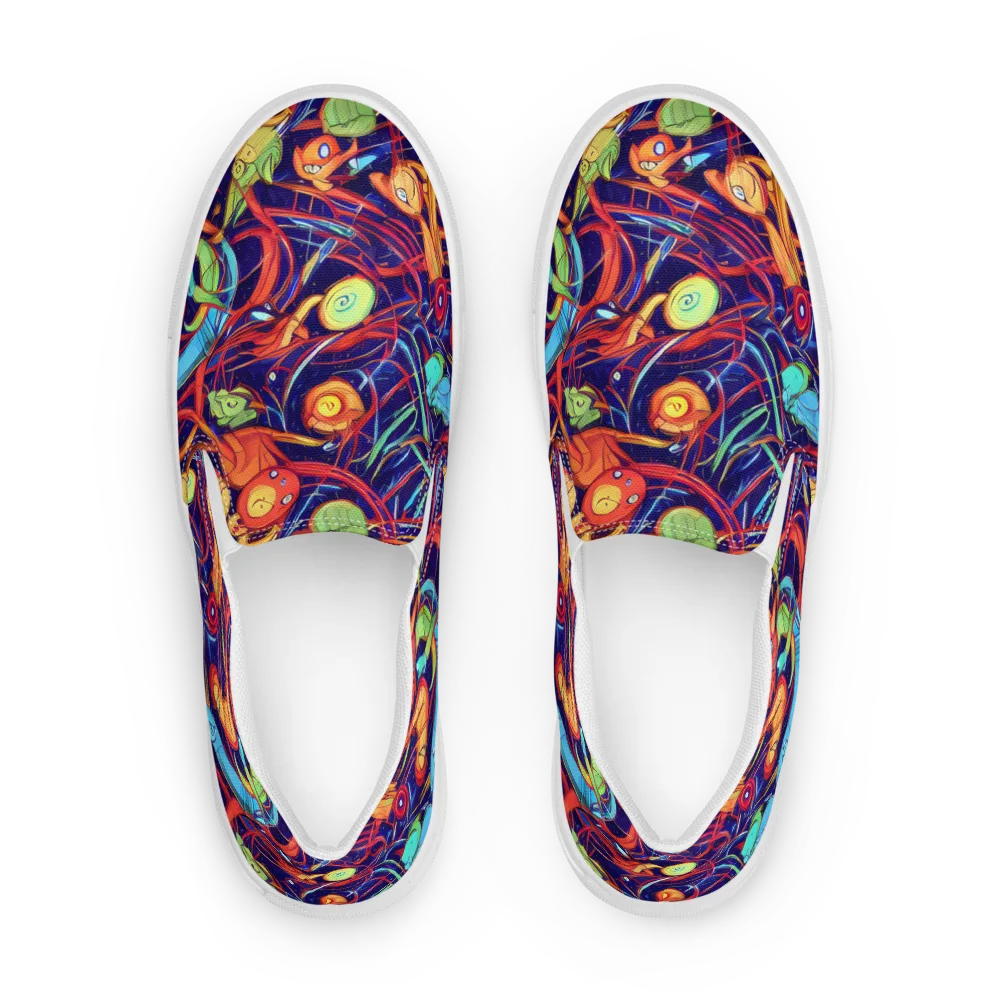 Neon Reef Rapture on Women's Slip-On Canvas Shoes — Front