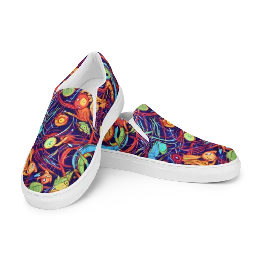 Neon Reef Rapture on a Women's Slip-On Canvas Shoes