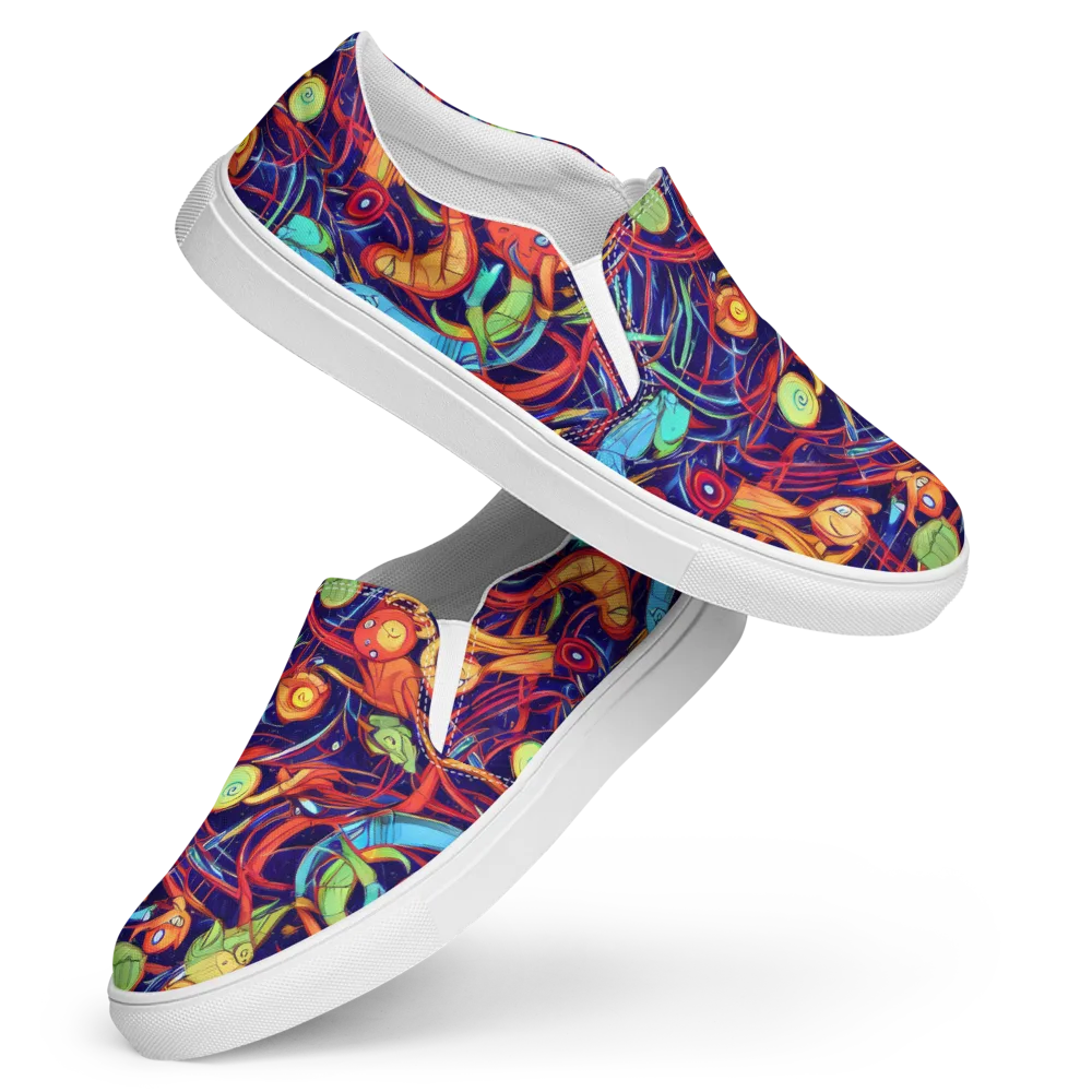 Neon Reef Rapture on Women's Slip-On Canvas Shoes — Front