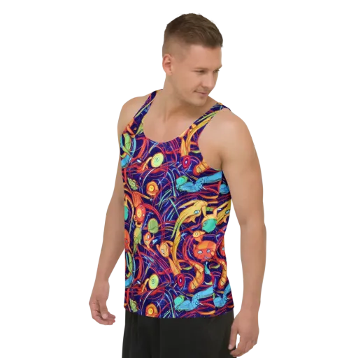 Neon Reef Rapture on a Men's Tank Top