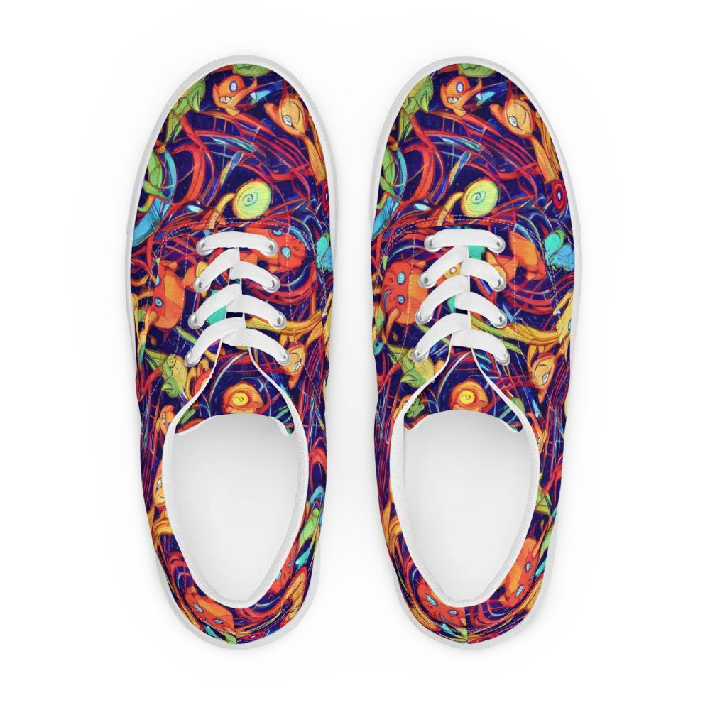 Neon Reef Rapture on Men's Lace-Up Canvas Shoes — Front