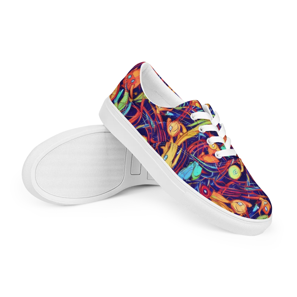 Neon Reef Rapture on Men's Lace-Up Canvas Shoes — Right Front