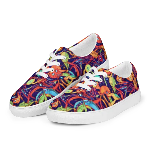 Neon Reef Rapture on a Men's Lace-Up Canvas Shoes