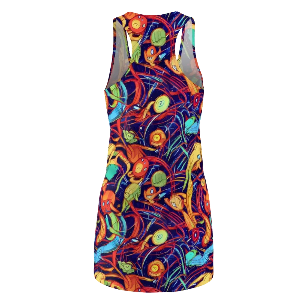 Neon Reef Rapture on Racerback Dress — Back