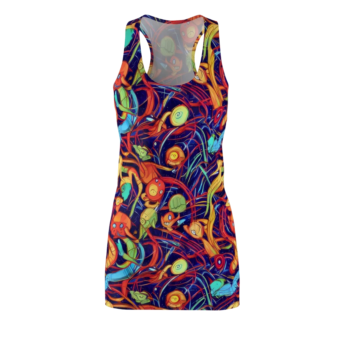 Neon Reef Rapture on Racerback Dress — Front