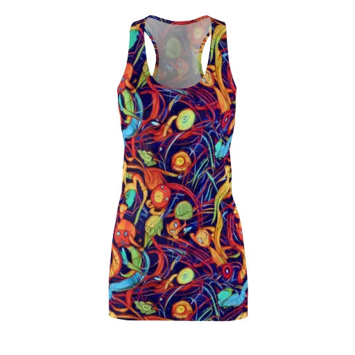 Neon Reef Rapture on a Racerback Dress