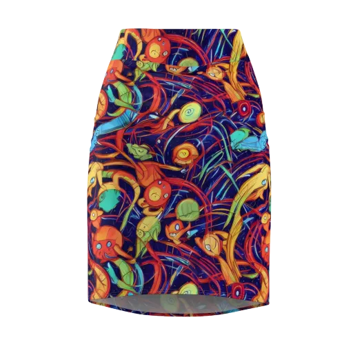 Neon Reef Rapture on a Pencil Skirt